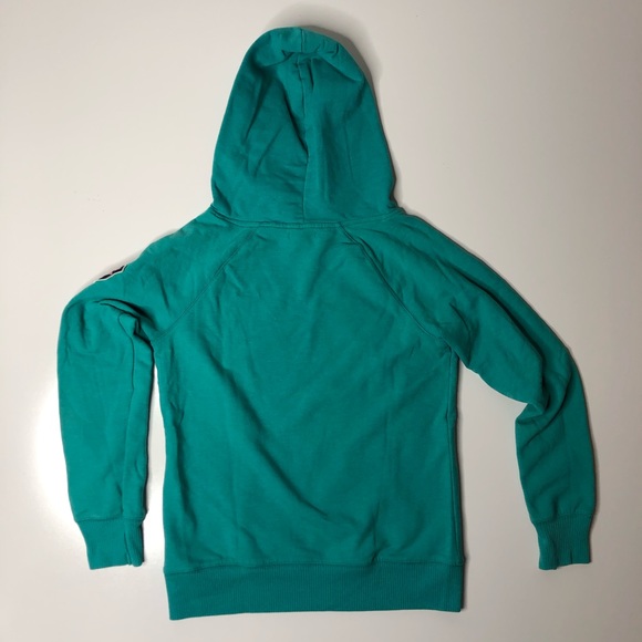 Old Navy Turquoise Varsity Soft Pullover Sweatshirt Kangaroo Pouch Hoodie - Picture 7 of 9
